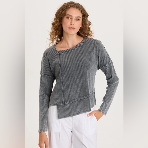 XCVI Charcoal Asymmetrical Sweatshirt